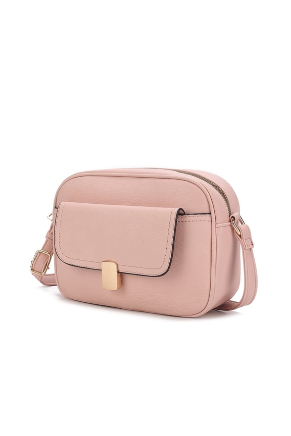 Michaela Vegan Leather Women's Shoulder Bag, Chic Modern Crossbody Purse Handbag by Mia K - Pink