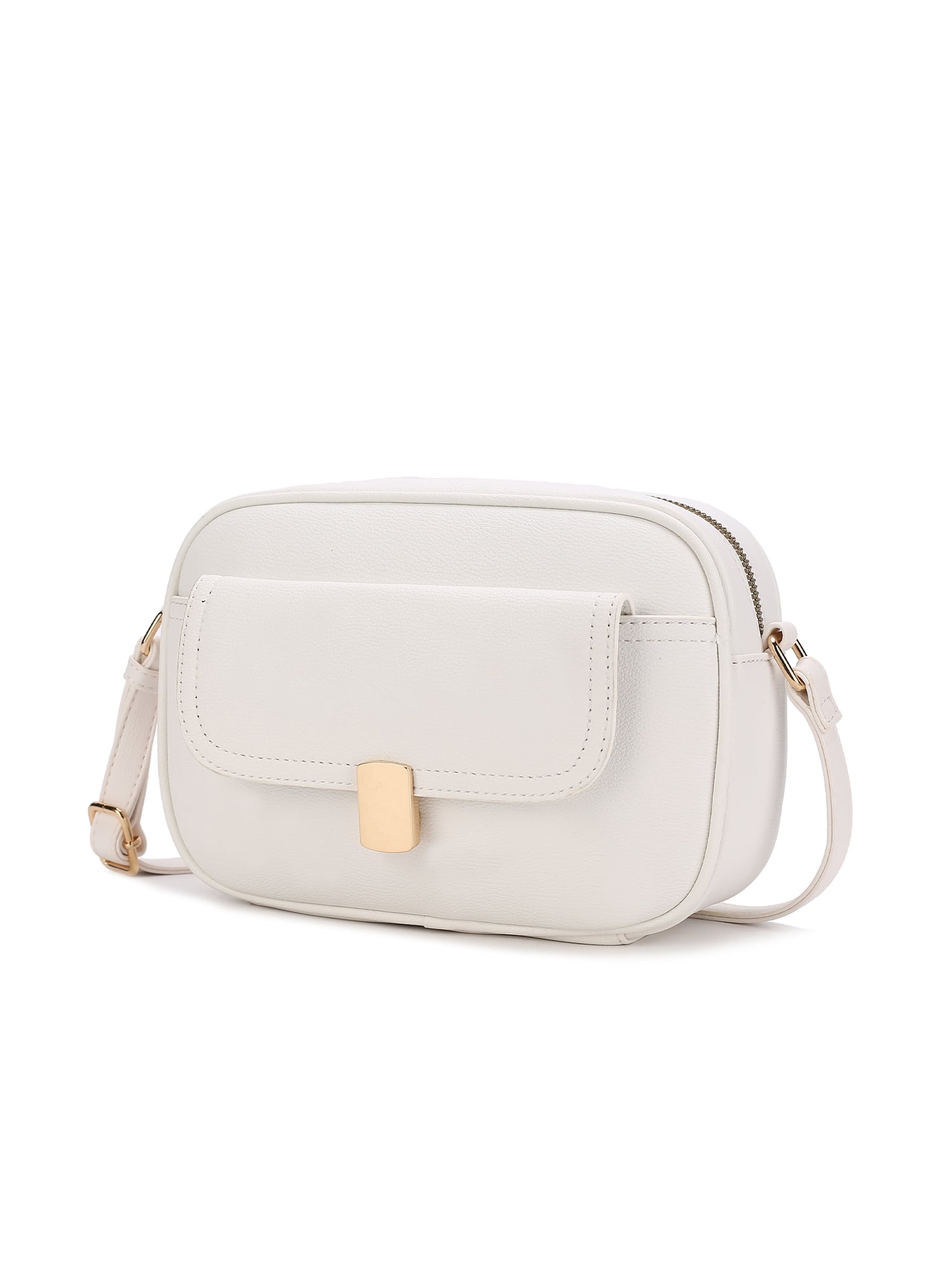 MKF Collection Michaela Vegan Leather Women's Shoulder Bag, Chic Modern Crossbody Purse Handbag by Mia K - White