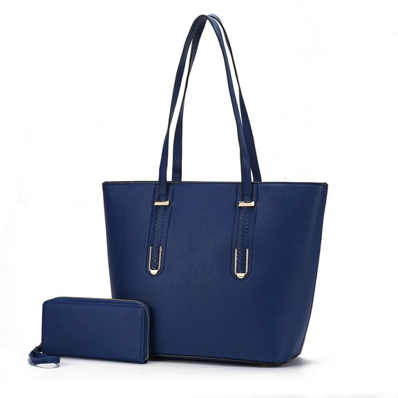 MKF Collection Mina Women's Tote Bag with Wallet, Vegan Leather Handbag Purse Set by Mia K - Black