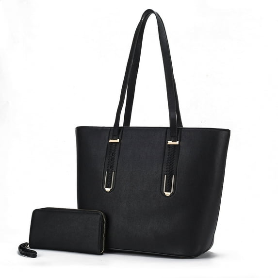 MKF Collection Mina Women's Tote Bag with Wallet, Vegan Leather Handbag Purse Set by Mia K - Black