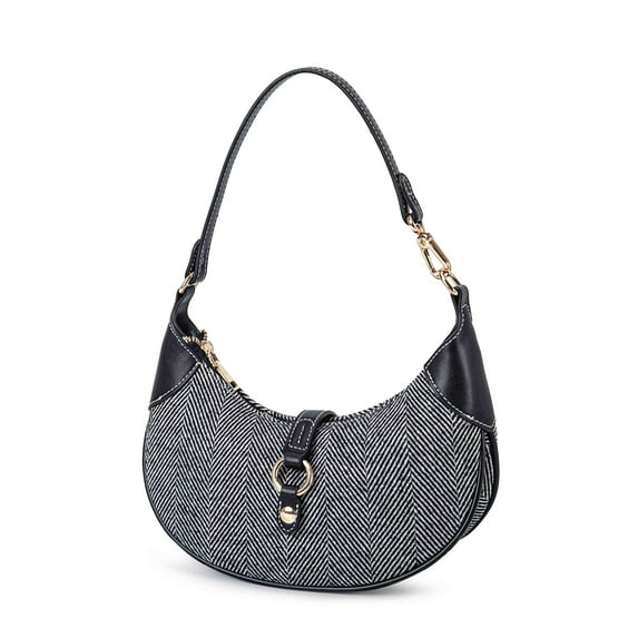 MKF Collection Mire Shoulder Women's Bag, Weave Vegan Leather Half Moon Top Handle Handbag by Mia K - Black
