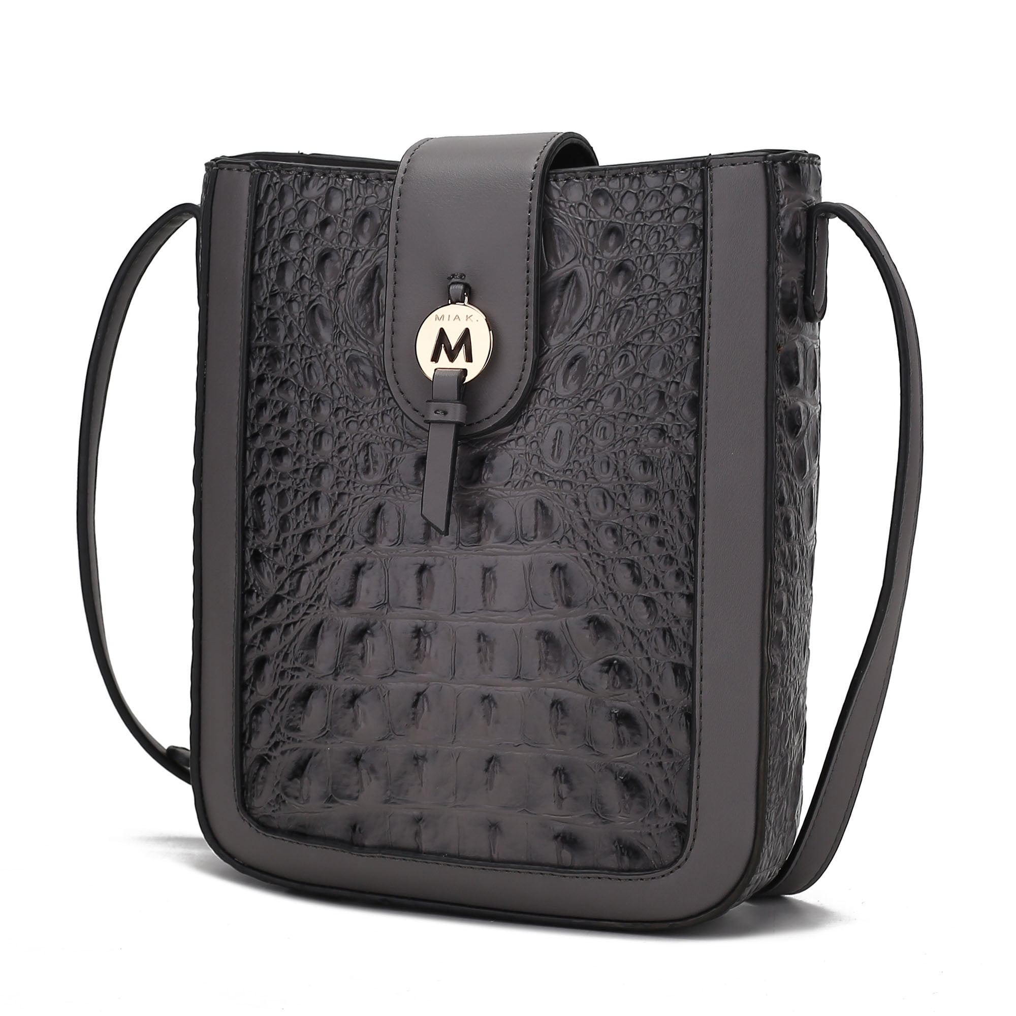MKF Collection Molly Women Crossbody Bag Vegan Leather Handbag Crossover by Mia K - Charcoal Gray