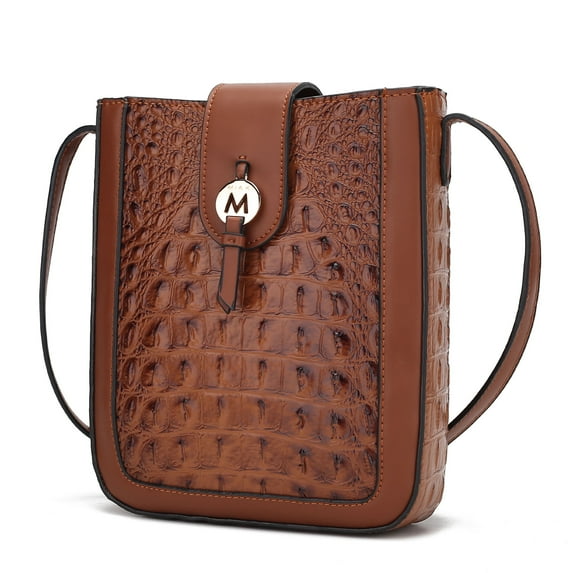 MKF Collection Molly Women Crossbody Bag Vegan Leather Handbag Crossover by Mia K - Cognac Brown