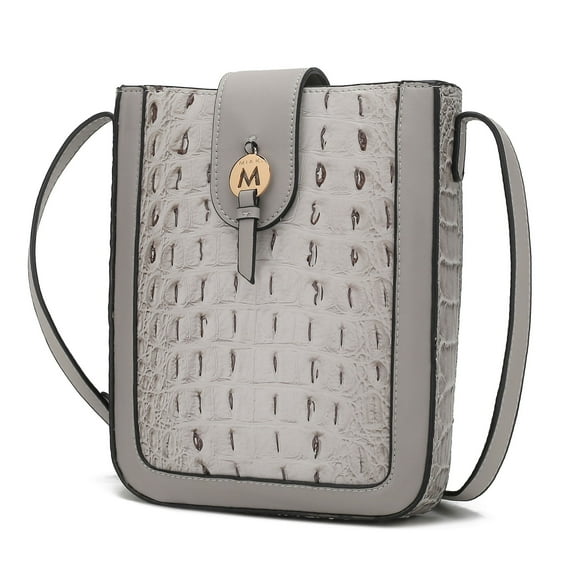 MKF Collection Molly Women Crossbody Bag Vegan Leather Handbag Crossover by Mia K - Light Gray
