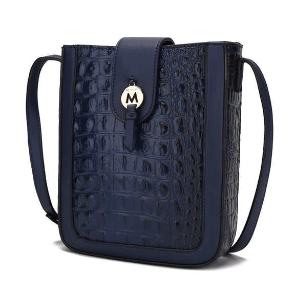 MKF Collection Molly Women Crossbody Bag Vegan Leather Handbag Crossover by Mia K - Navy