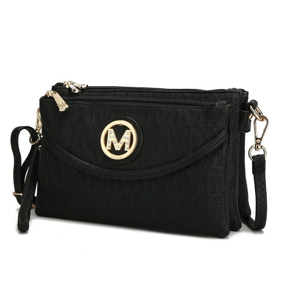 MKF Collection Multi-Compartments Becky Women's Signature Crossbody Bag, Functional Wristlet Purse Handbag by Mia K - Black
