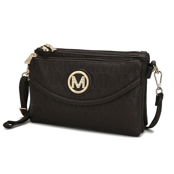 MKF Collection Multi-Compartments Becky Women's Signature Crossbody Bag, Functional Wristlet Purse Handbag by Mia K - Chocolate