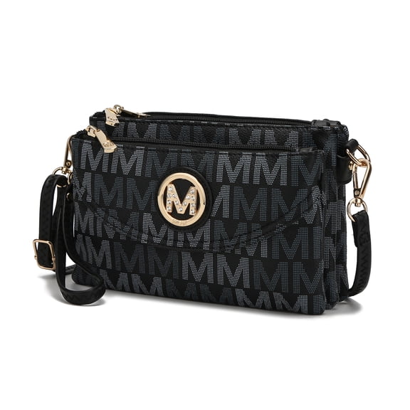 MKF Collection Multi-Compartments Ishani Women's Signature Crossbody Bag, Functional Wristlet Purse Handbag by Mia K - Black
