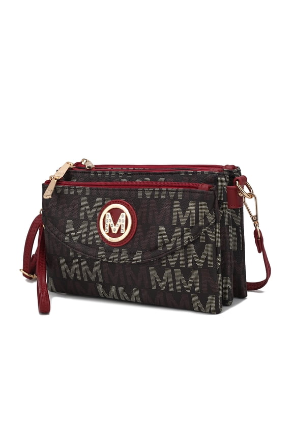 Multi-Compartments Ishani Women's Signature Crossbody Bag, Functional Wristlet Purse Handbag by Mia K - Red