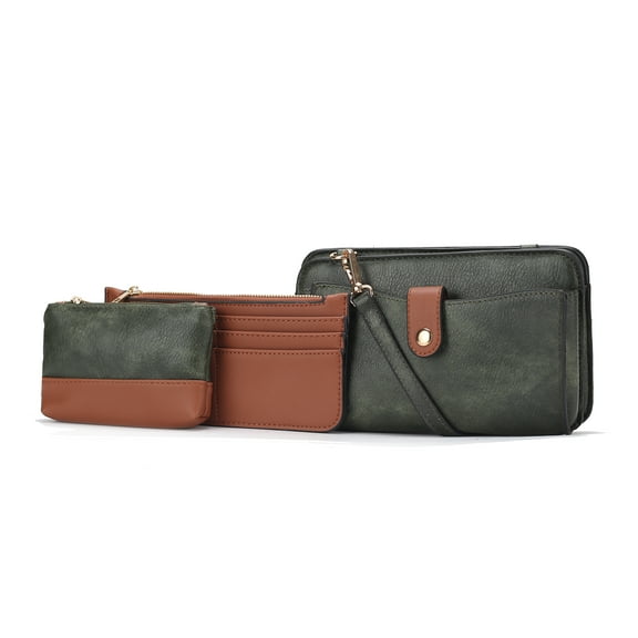MKF Collection Muriel Vegan Leather Women's Crossbody Bag with Card Holder & Small Pouch, Sleek Messenger Purse Handbag by Mia K - Olive