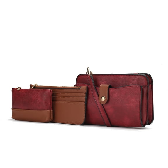 MKF Collection Muriel Vegan Leather Women's Crossbody Bag with Card Holder & Small Pouch, Sleek Messenger Purse Handbag by Mia K - Red