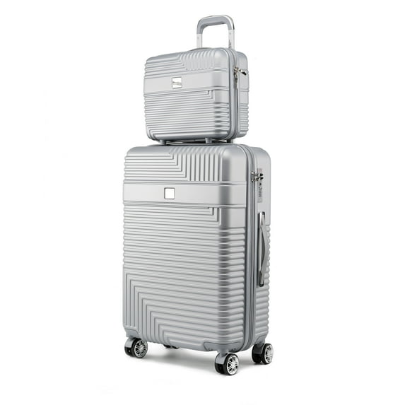 MKF Collection Mykonos Carry-On Luggage Hardside, Luxurious Travel Suitcase by Mia K - Silver