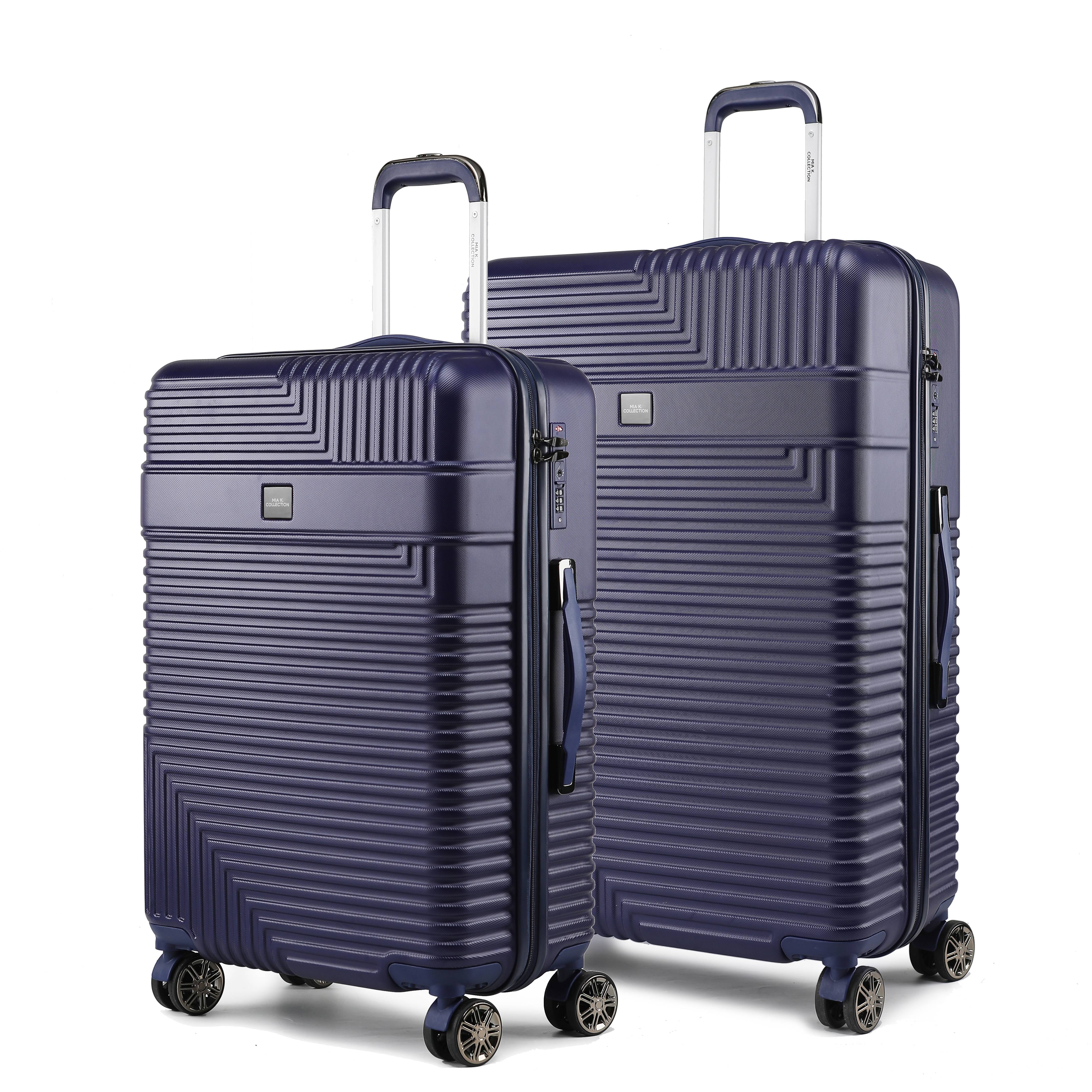 MKF Collection Mykonos Extra Large & Large Hardside Luggage 2 pcs, Luxurious Travel Suitcase by Mia K - Navy