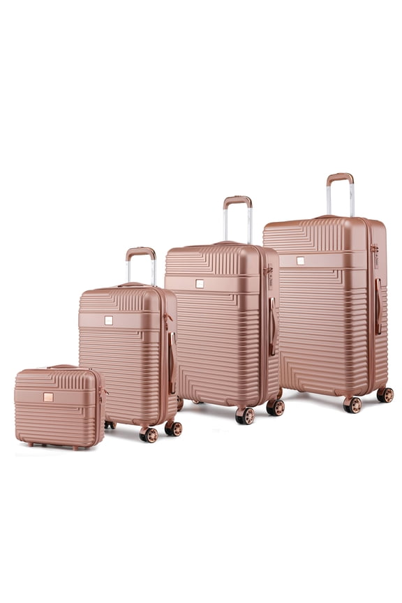 Mykonos Travel Luggage 4 pcs set, Luxurious Lightweight Suitcase by Mia K - Rose Gold