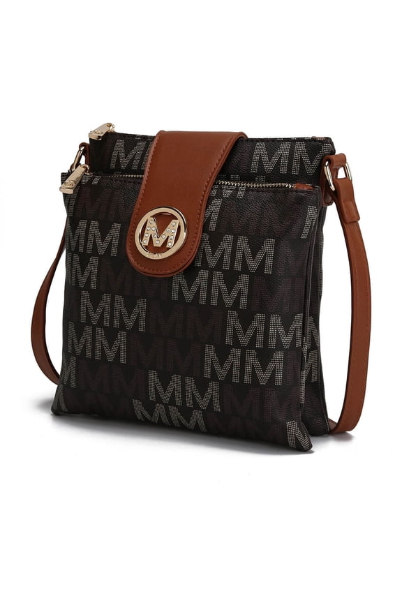Nadien Women's Crossbody Bag, Signature Vegan Leather Large Crossover Bag Handbag Purse by Mia K - Brown