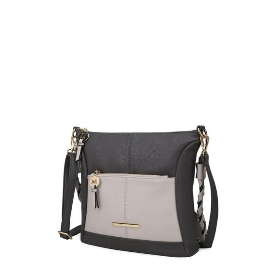 MKF Collection Nala Vegan Color-block Leather Women's Shoulder Handbag by Mia K. - Charcoal/Light Grey