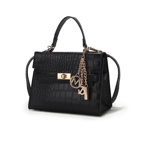 MKF Collection Naomi Vegan Crocodile Leather Women’s Satchel Bag, Puse Handbag by Mia K - Black