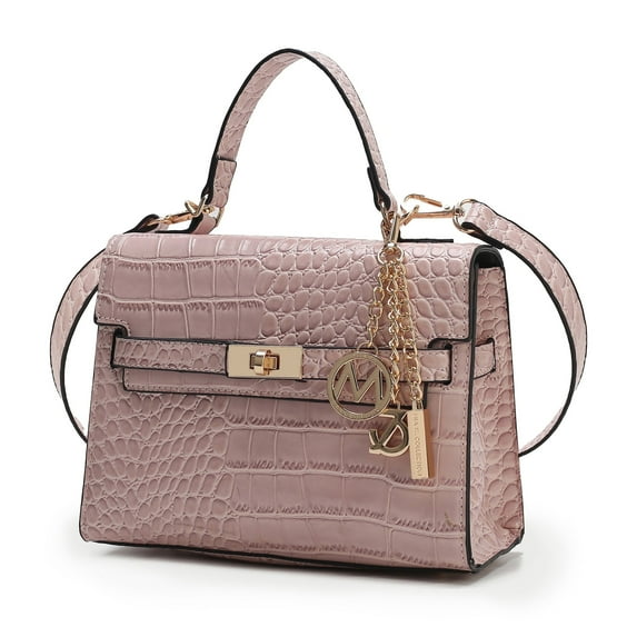 MKF Collection Naomi Vegan Crocodile Leather Women’s Satchel Bag, Puse Handbag by Mia K - Blush Pink