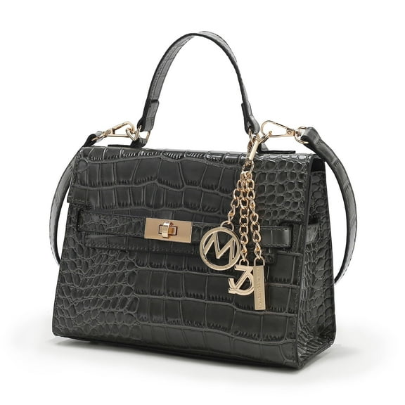 MKF Collection Naomi Vegan Crocodile Leather Women’s Satchel Bag, Puse Handbag by Mia K - Gray