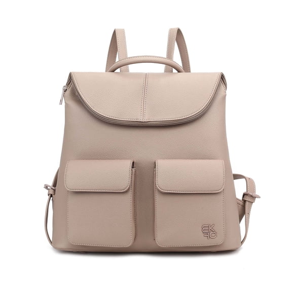 MKF Collection Natalie Women’s Multi-Pocket Backpack, Stylish Vegan Leather Shoulder Bag, Travel Bag, School Bag, Work Bag, Casual Everyday Bag, Lightweight Organizer Backpack by Mia K