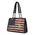 thumbnail image 1 of MKF Collection Nevaeh Womens Satchel Bag Vegan Leather Shoulder bag USA Flag Print Large handbags Black Purse by Mia K, 1 of 7