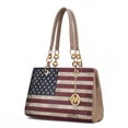 thumbnail image 1 of MKF Collection Nevaeh Womens Satchel Bag Vegan Leather Shoulder bag USA Flag Print Large handbags Dark Beige Purse by Mia K, 1 of 7