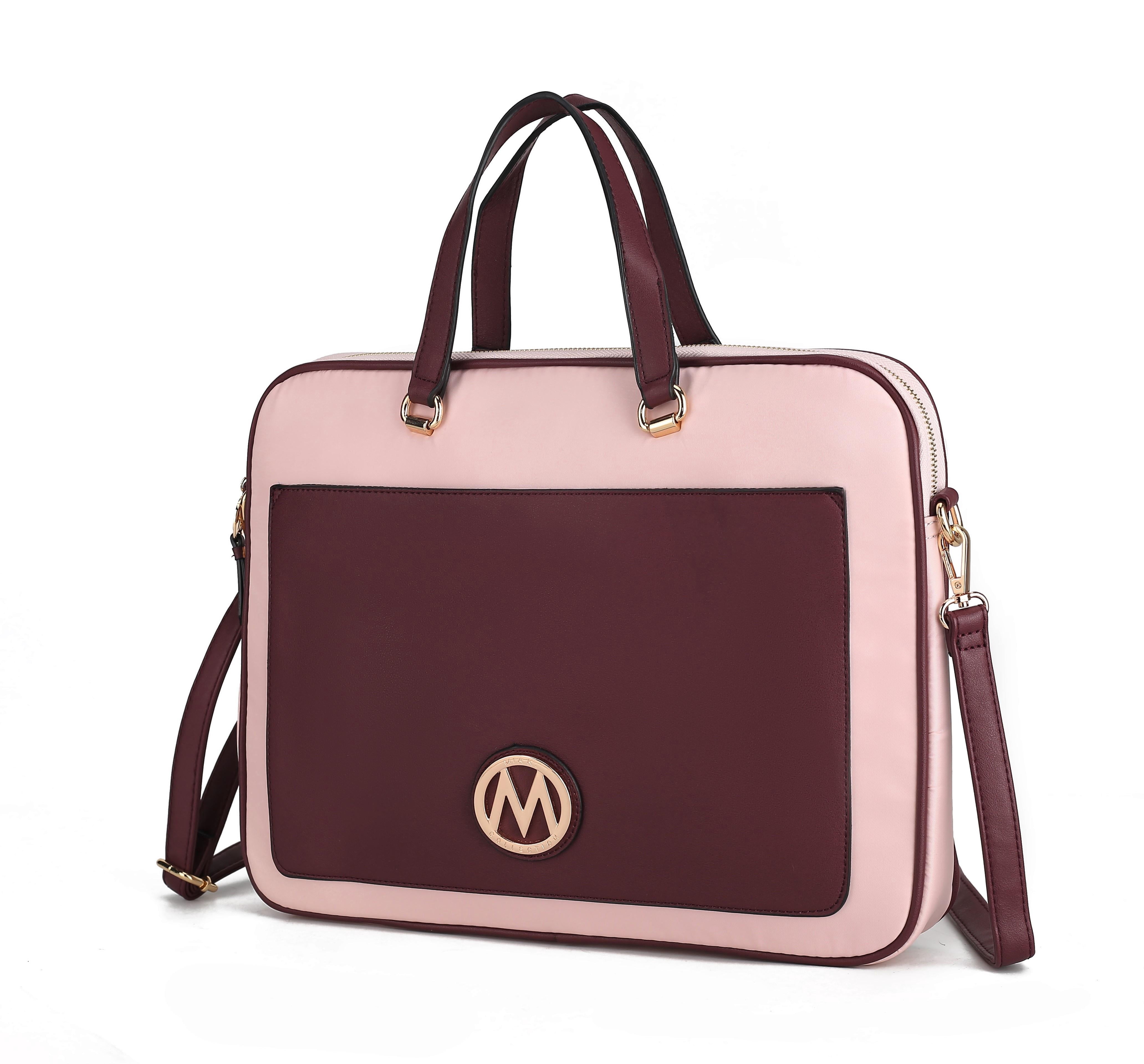 MKF Collection Nina Vegan Leather Laptop Case by Mia K - Burgundy