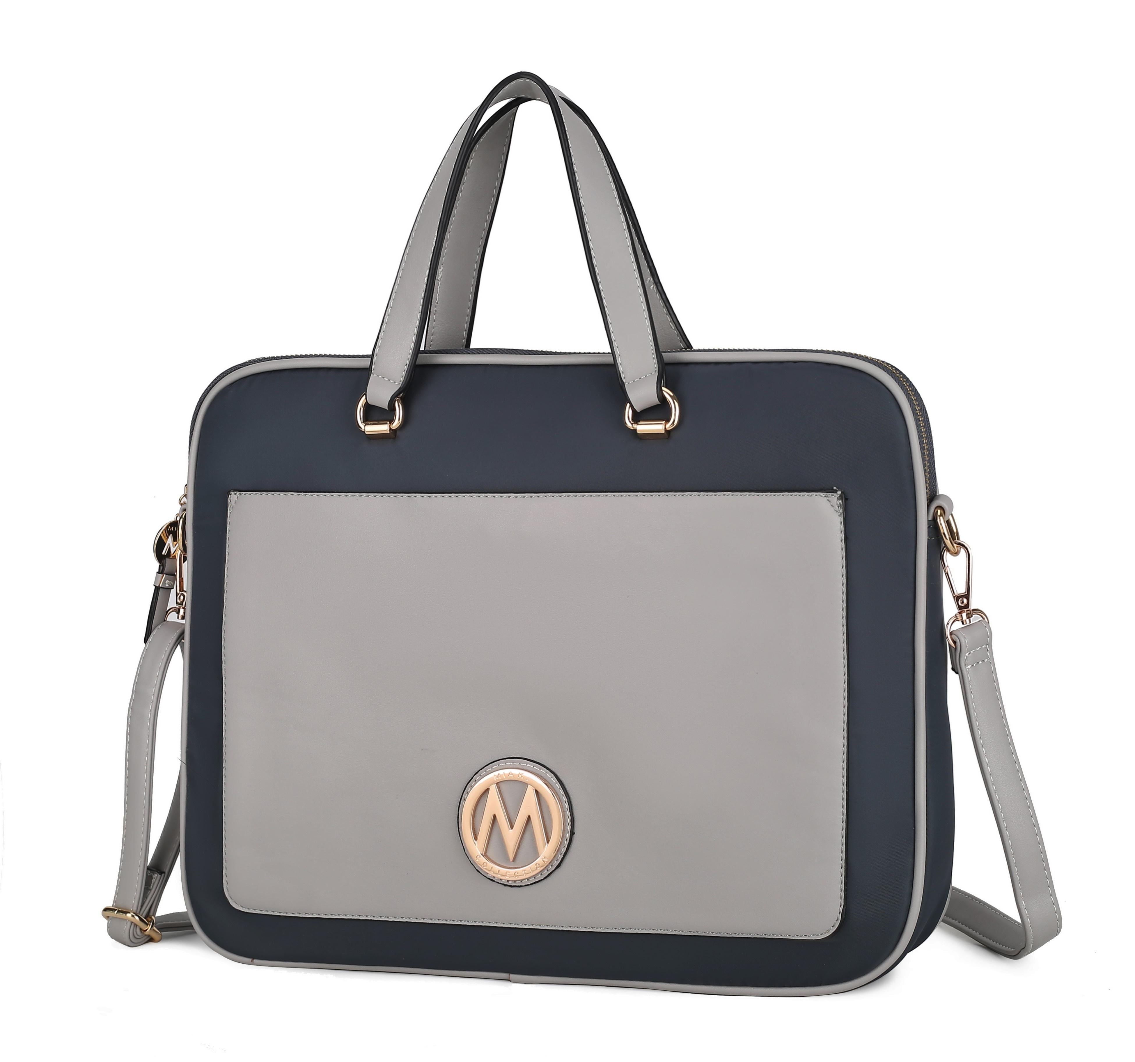 MKF Collection Nina Vegan Leather Laptop Case by Mia K - Light Gray