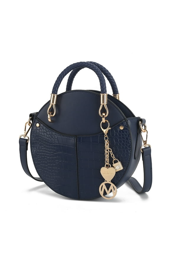 Nobella Croco Women’s Crossbody Vegan Leather Functional and Trendy Handbag by Mia K. -Navy