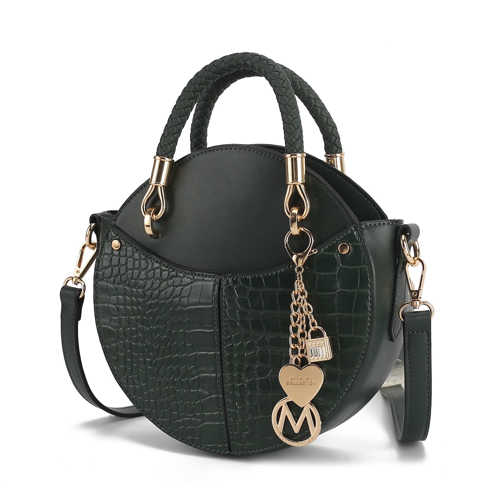 MKF Collection Nobella Croco Women’s Crossbody Vegan Leather Functional and Trendy Handbag by Mia K. - Olive
