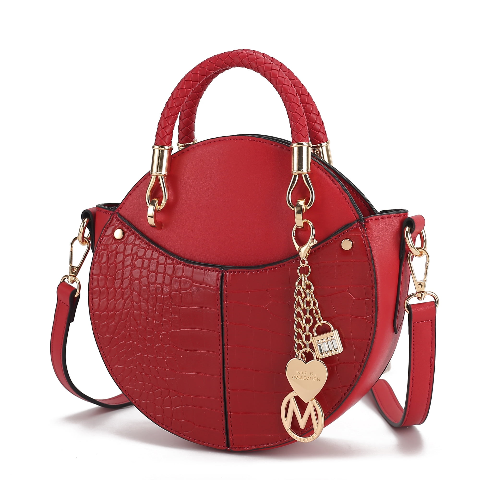 MKF Collection Nobella Croco Women’s Crossbody Vegan Leather Functional and Trendy Handbag by Mia K. - Red