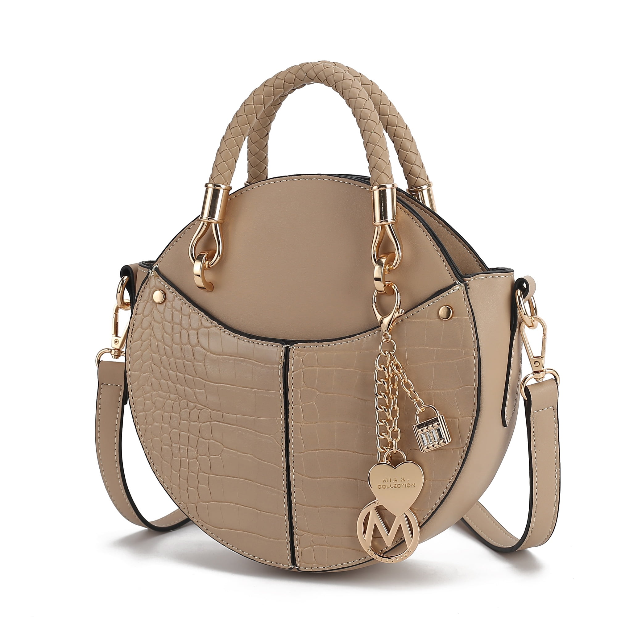 MKF Collection Nobella Croco Women’s Crossbody Vegan Leather Functional and Trendy Handbag by Mia K. - Taupe