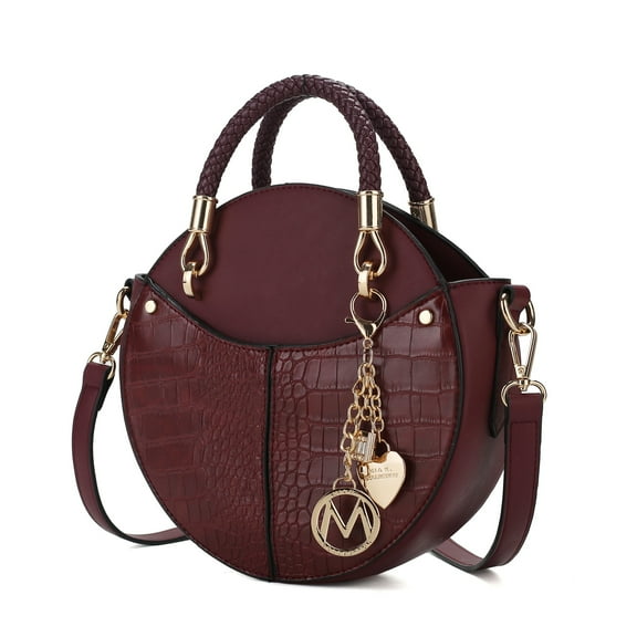 MKF Collection Nobella Croco Women’s Crossbody Vegan Leather Functional and Trendy Handbag by Mia K. - Wine