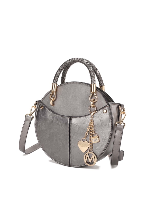 Nobella Women’s Crossbody Vegan Leather Functional and Trendy Handbag by Mia K. -Pewter