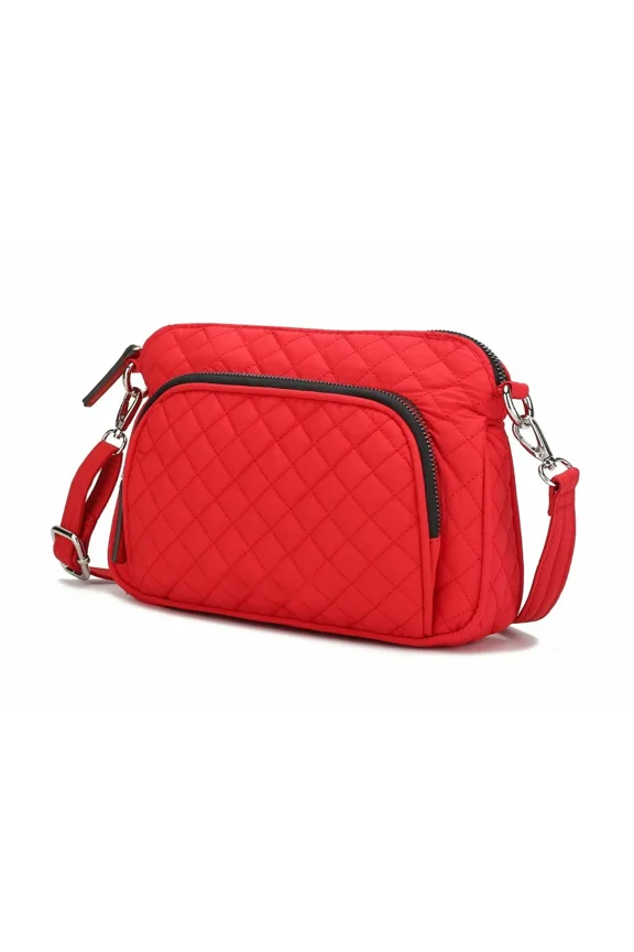 Noni Quilted Crossbody Bag/ Cosmetic Pouch by Mia K. Red