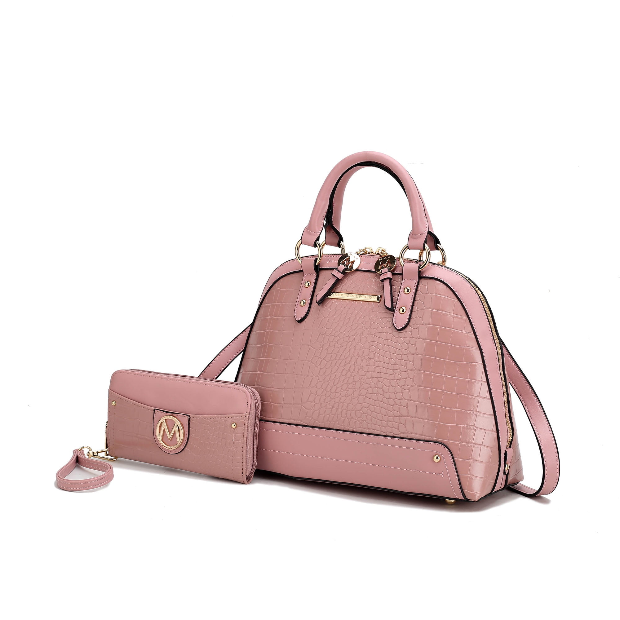 MKF Collection Nora Women's Satchel Bag With Wristlet Wallet, Croco Vegan Leather Purses and Handbags Set by Mia K.