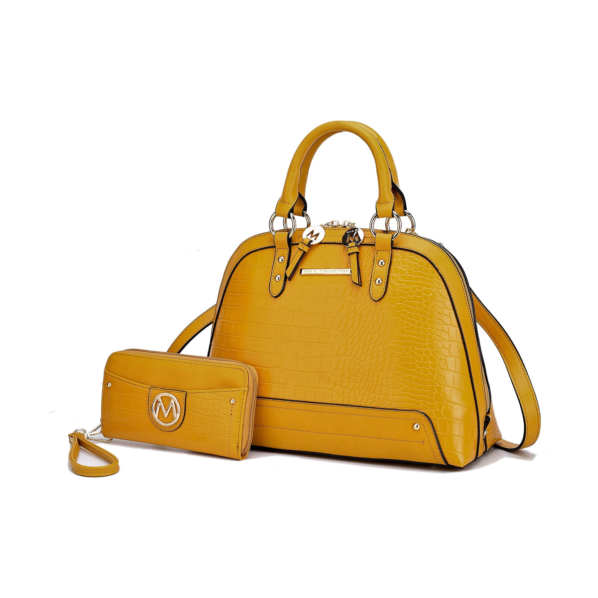 MKF Collection Nora Women's Satchel Bag With Wristlet Wallet, Croco Vegan Leather Purses and Handbags Set by Mia K.