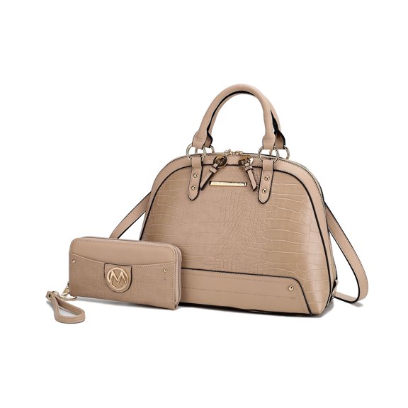 MKF Collection Nora Women's Satchel Bag With Wristlet Wallet, Croco Vegan Leather Purses and Handbags Set by Mia K.