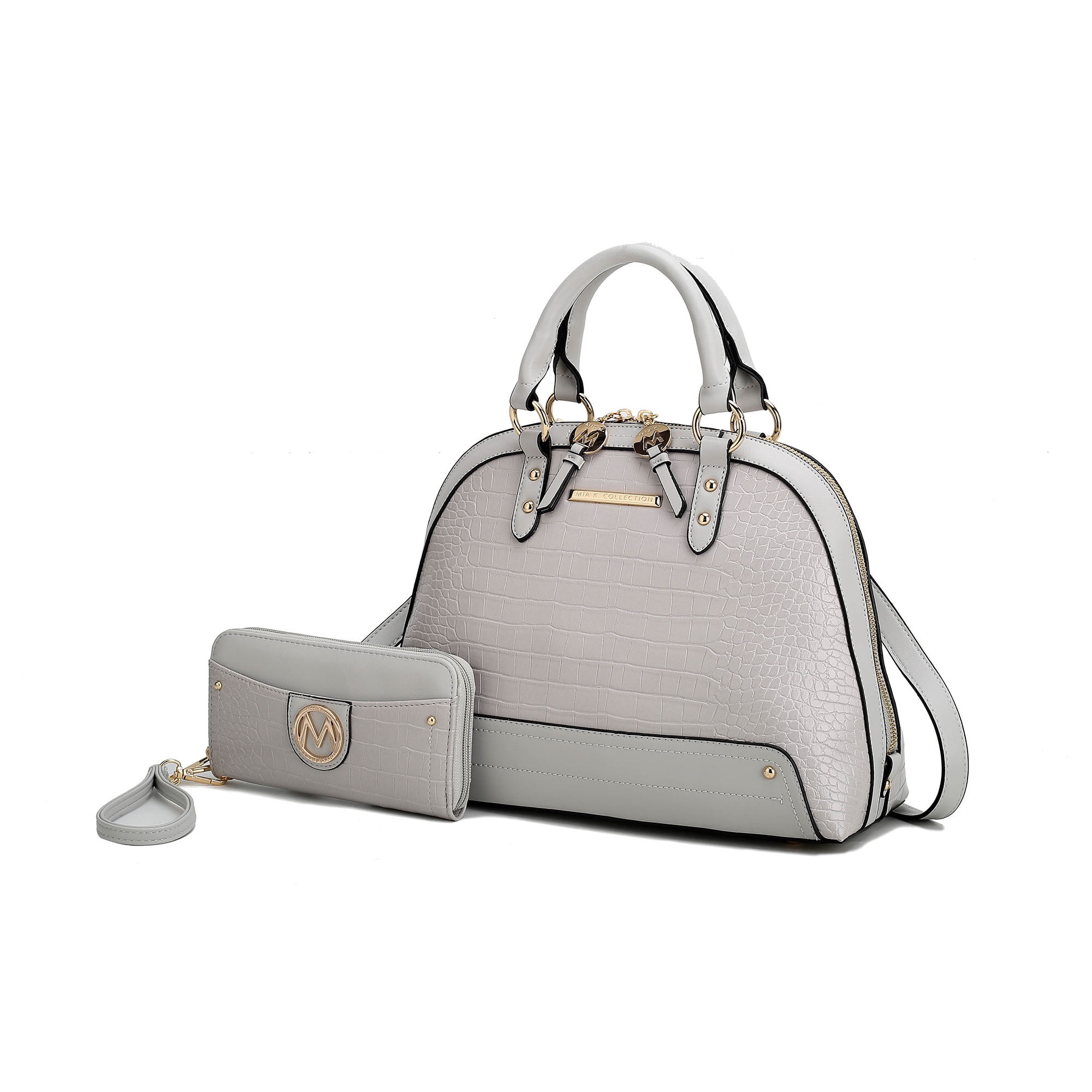 MKF Collection Nora Women's Satchel Bag With Wristlet Wallet, Croco Vegan Leather Purses and Handbags Set by Mia K.