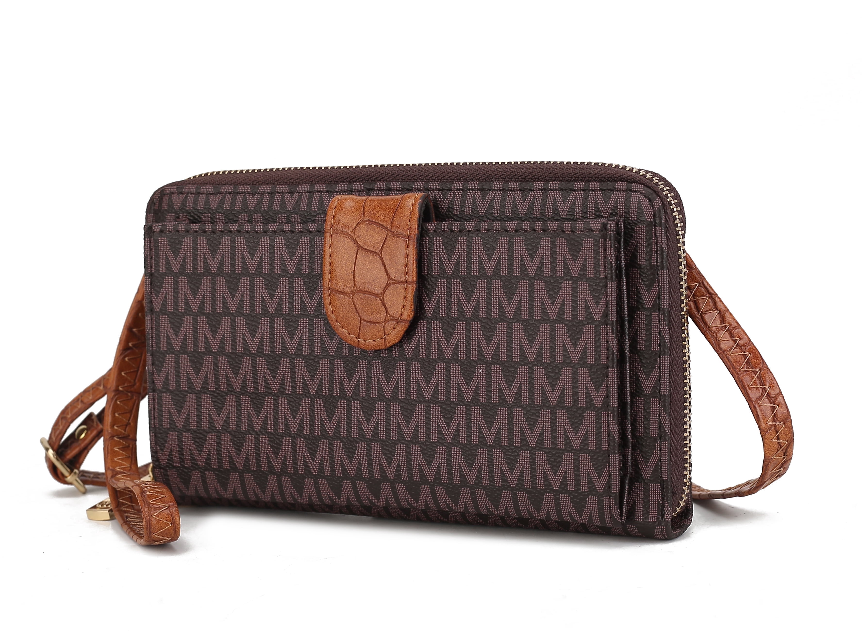 MKF Collection Olya Smartphone Wallet for Women, Sleek Convertible Purse Crossbody Handbag by Mia K - Brown