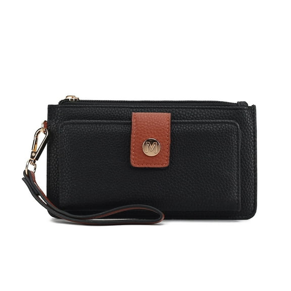 MKF Collection Olympe Women’s Vegan Leather Handbag Wristlet Wallet by Mia K - Black Cognac