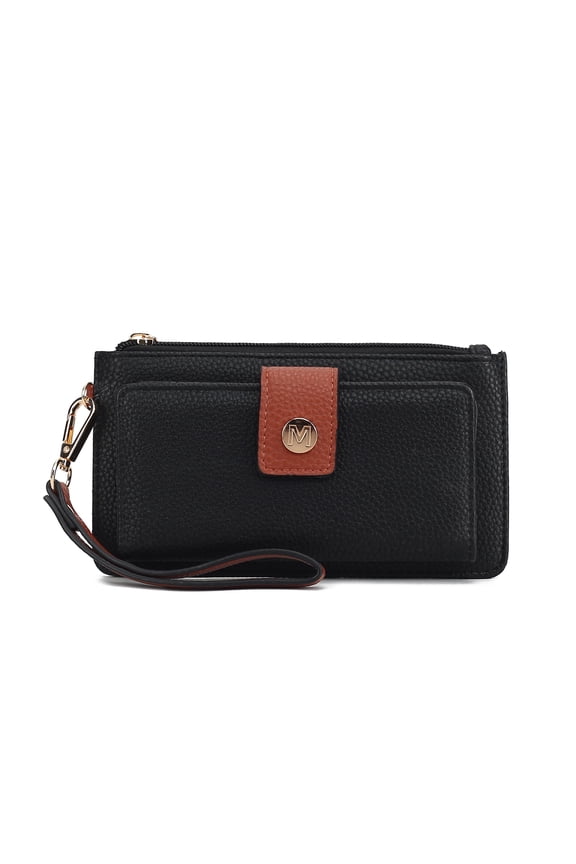 Olympe Women’s Vegan Leather Handbag Wristlet Wallet by Mia K - Black Cognac