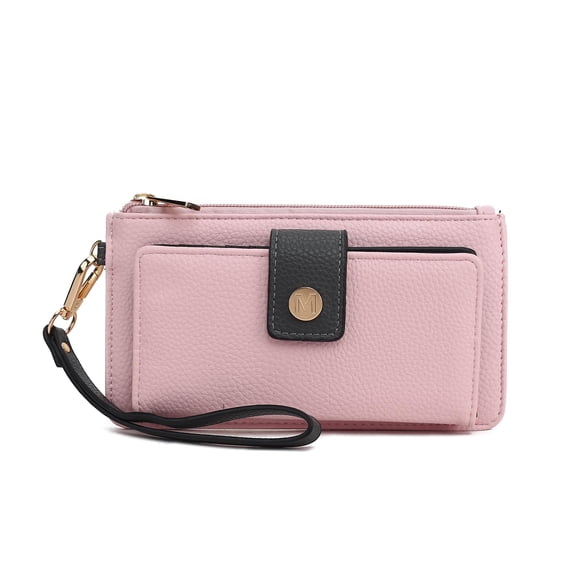 MKF Collection Olympe Women’s Vegan Leather Handbag Wristlet Wallet by Mia K - Pink Charcoal