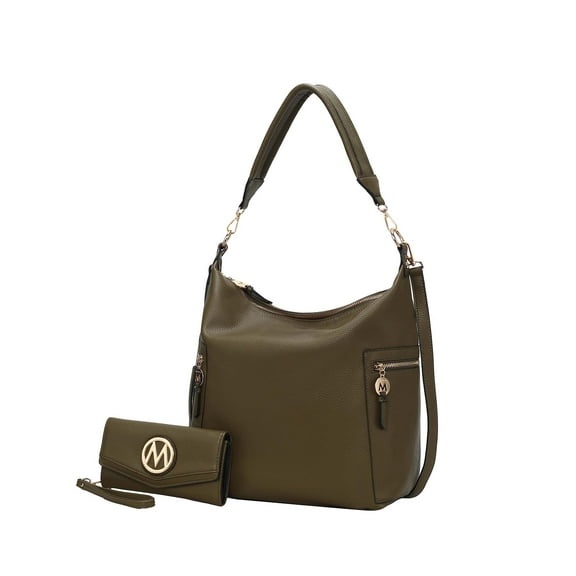 MKF Collection Ophelia Women Hobo Bag with Wallet Vegan Leather Shoulder Bag Handbag Purse Set by Mia K - Olive Green