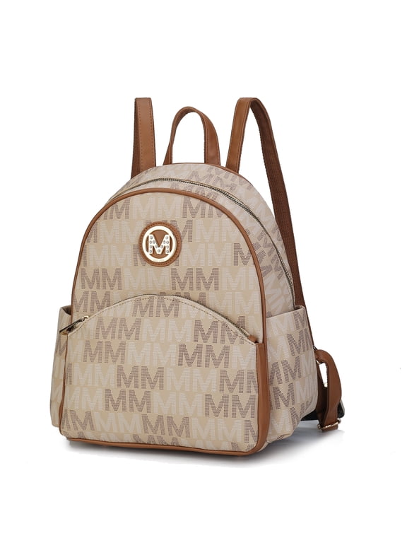 Palmer Vegan Leather Women's Backpack, Elegant Bookbag Purse Handbag by Mia K - Beige