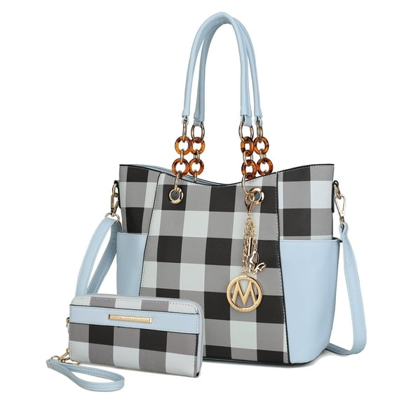 MKF Collection Paloma Vegan Leather Women's Shoulder Bag, Elegant Tote Purse Handbag by Mia K - Light Blue