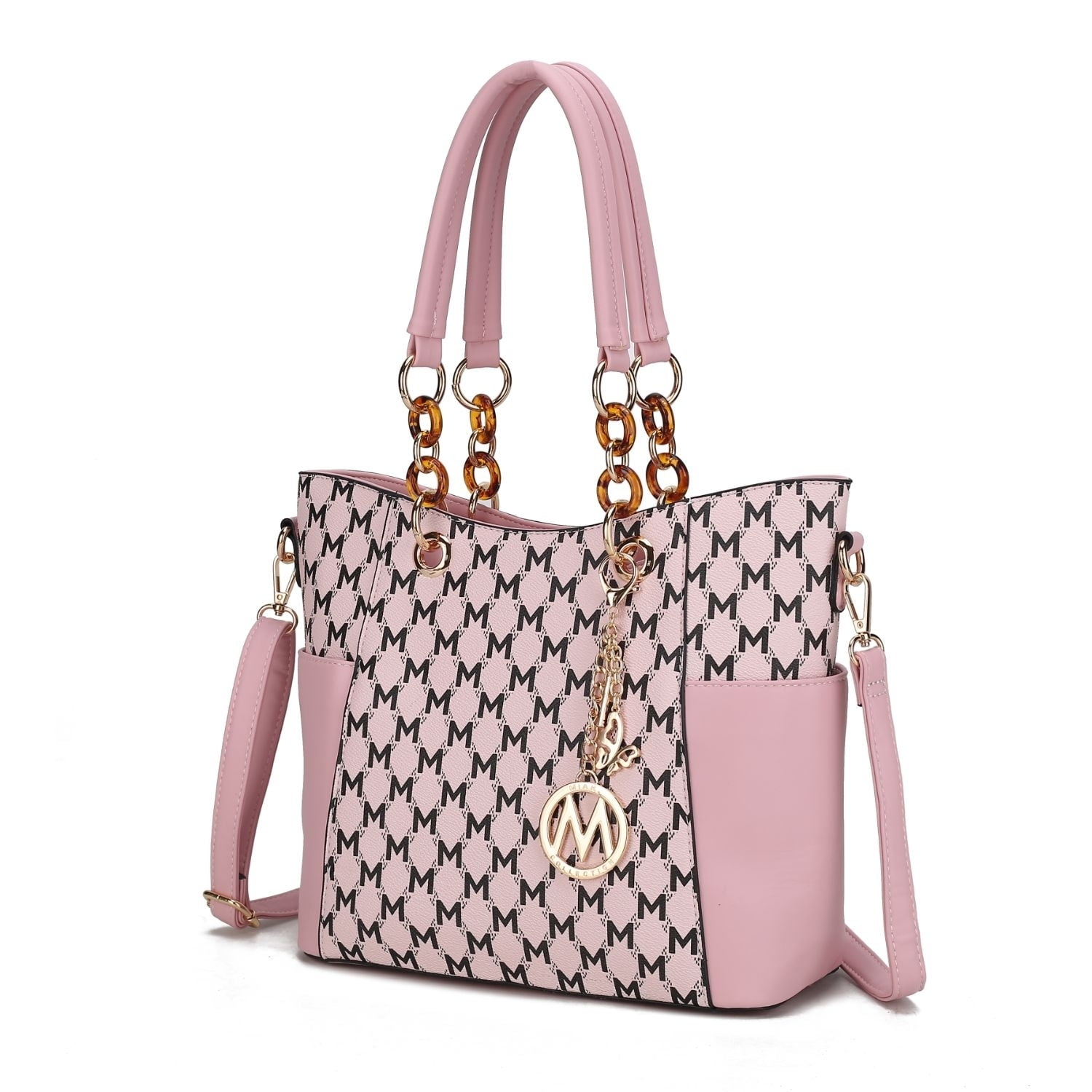 Women's mm Collection Satchel Handbag Purse with Matching Wristlet Pink Fashion