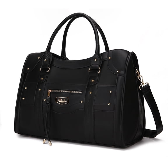 MKF Collection Patricia Vegan Leather Women's Duffle Bag, Elegant Weekender Purse Handbag by Mia K - Black