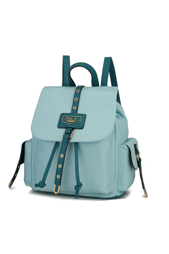 Paula Vegan Leather Women's Backpack, Functional Bookbag Purse Handbag by Mia K - Baby Blue