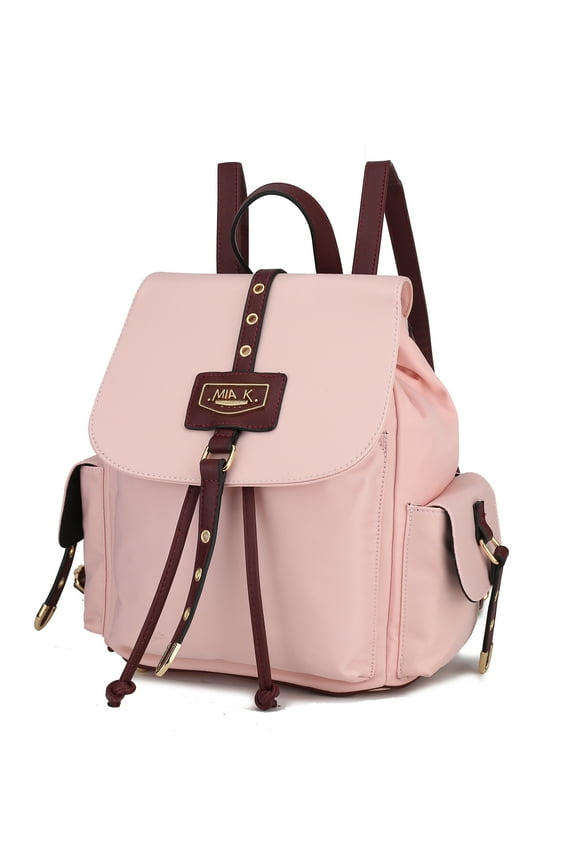 Paula Vegan Leather Women's Backpack, Functional Bookbag Purse Handbag by Mia K - Blush Burgundy